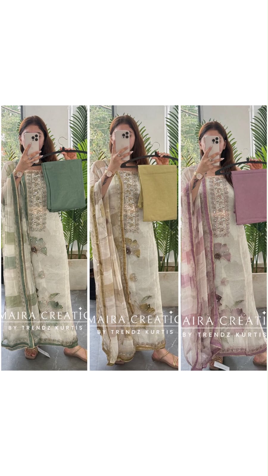 Premium Orgnaza Unstitched Suit With Printed Chiffon Dupatta