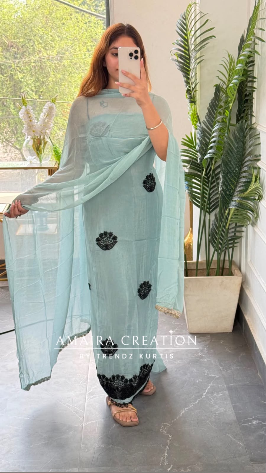 Organza Black Handwork Unstitch Suit