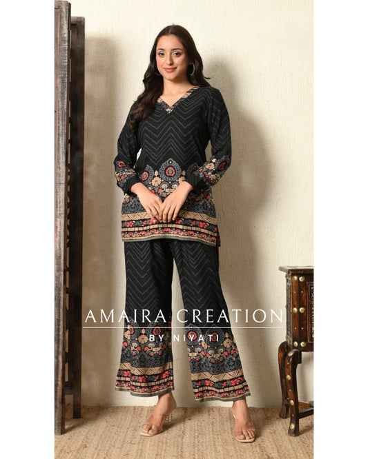 Black Reyon Fabric Cord Set