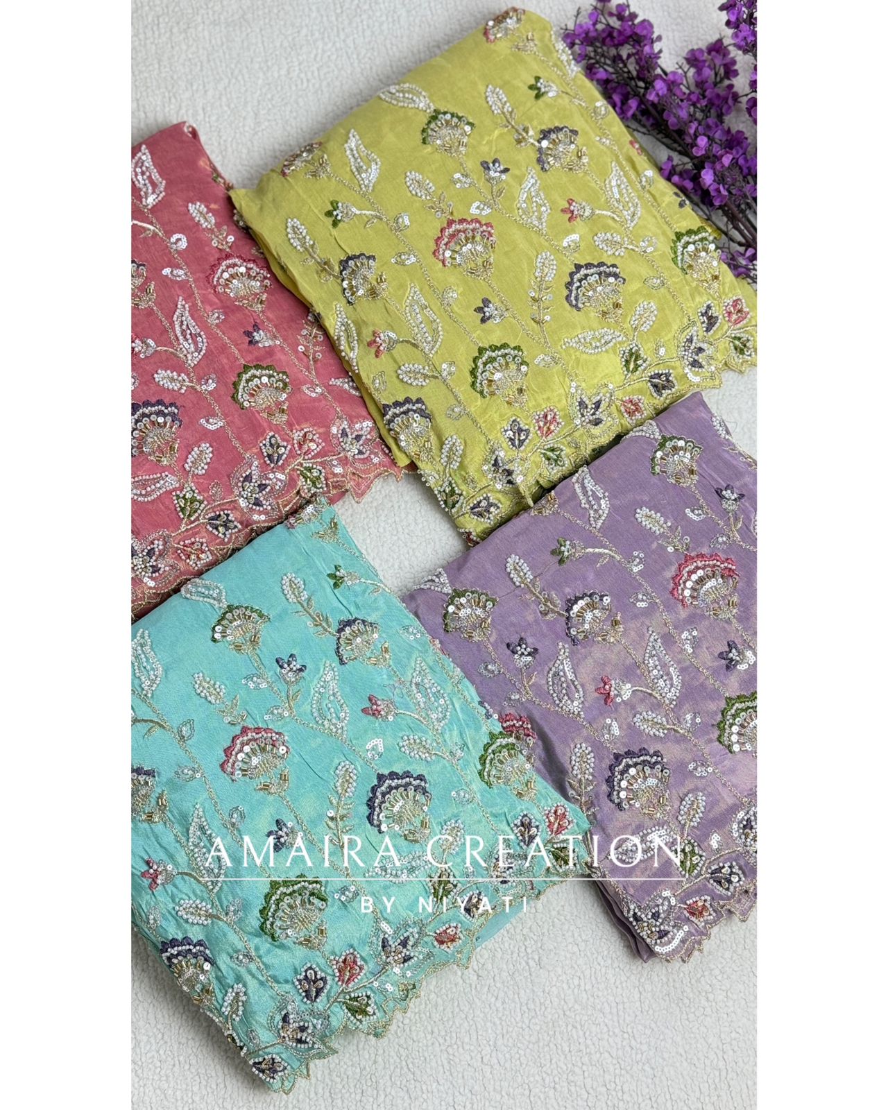 Silk Fabric Heavy Unstitch Suit