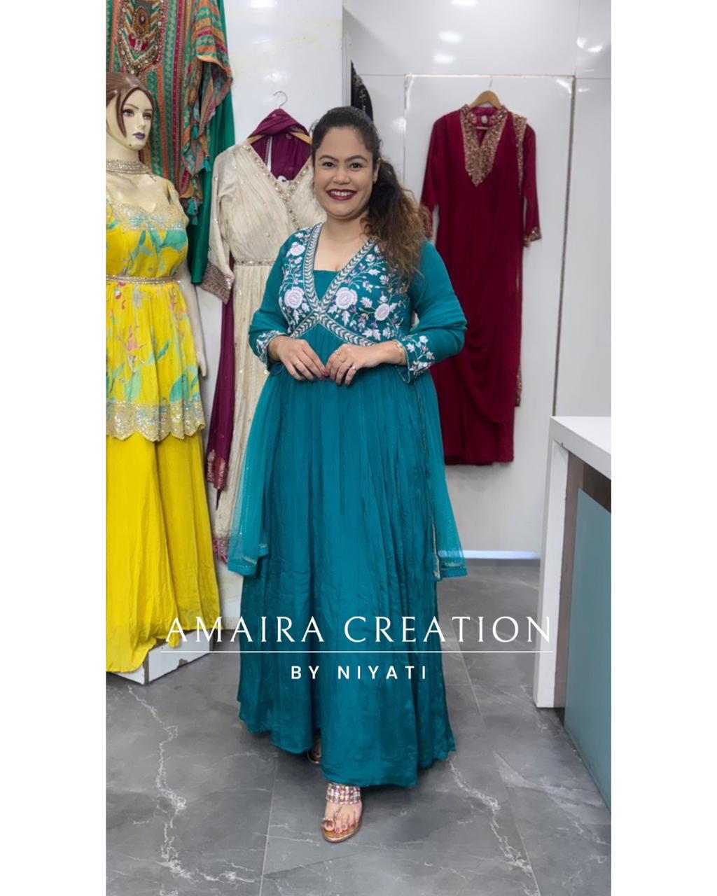 Full Flair Anarkali Gown With Beautiful Embroidery
