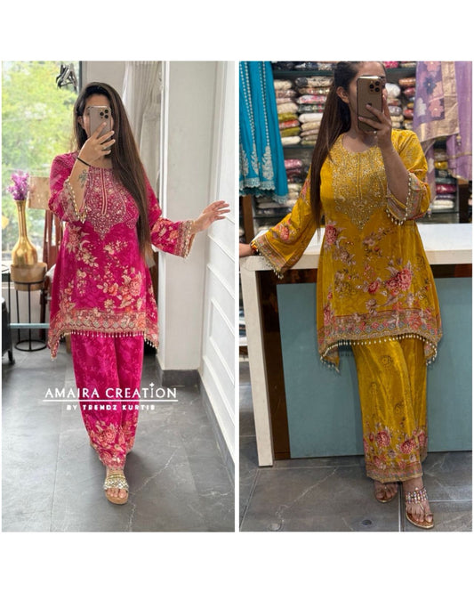 Designer crepe fabric c cut set
