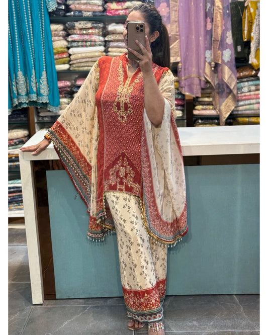 Designer crepe kaftan set